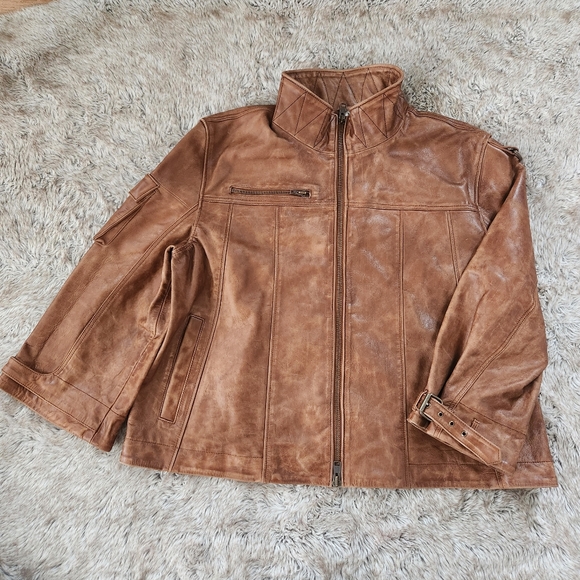 Free People We‎ The Free Skyline Leather Jacket In Caramel Brown - Picture 2 of 12
